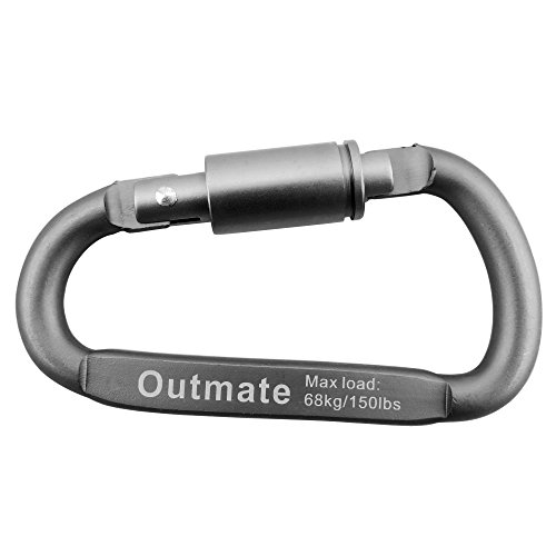 Outmate 6 pcs Aluminum D-Ring Locking Carabiner Light but Strong 